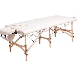 Table de massage pliante 2 Zones Bois, cosmétique, portable blanc